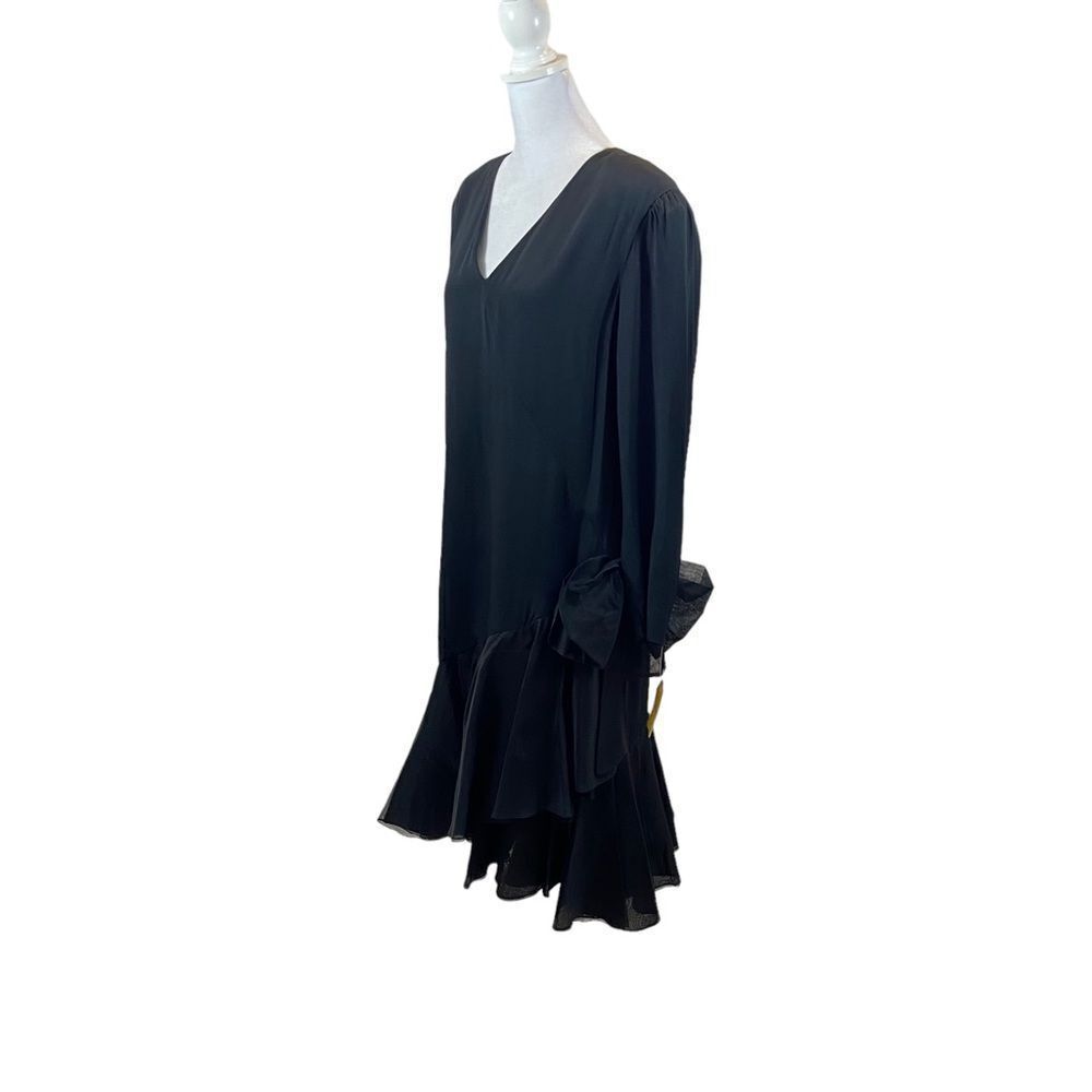 New with Tags Vintage‎ Adele Simpson Asymmetrical Drop Waist Black Dress Size 10